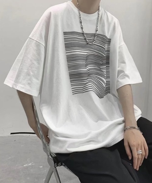 Mimma/Mimaa(ミマ)の「【Mimma/Mimaa】ディストーションプリントTEEシャツ(Tシャツ/カットソー・メンズ・ホワイト/ブラック/パープル・FREE)」の7枚目の写真