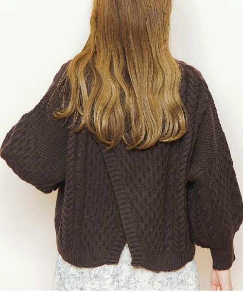 flower(フラワー)の「フェミニンバックニット(ニット/セーター・レディース・ブラウン/アイボリー・FREE)」の2枚目の写真