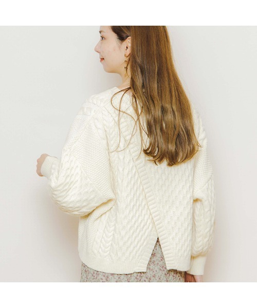 flower(フラワー)の「フェミニンバックニット(ニット/セーター・レディース・ブラウン/アイボリー・FREE)」の5枚目の写真