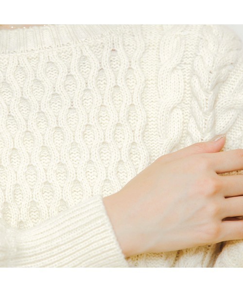 flower(フラワー)の「フェミニンバックニット(ニット/セーター・レディース・ブラウン/アイボリー・FREE)」の7枚目の写真