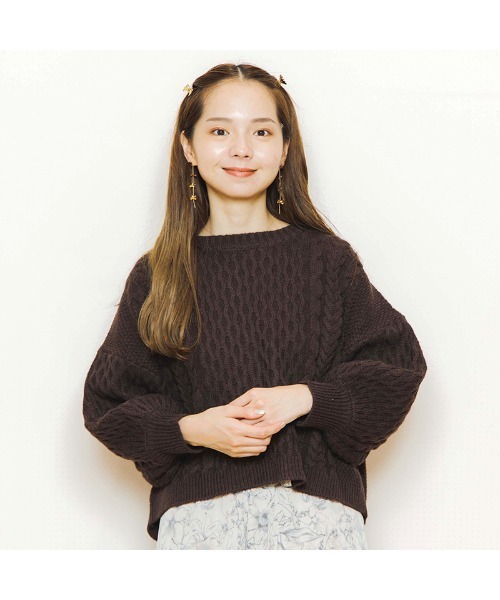 flower(フラワー)の「フェミニンバックニット(ニット/セーター・レディース・ブラウン/アイボリー・FREE)」の4枚目の写真