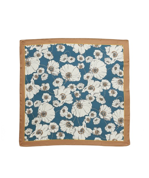 リサイクルポリエステルサテンポピープリントスカーフ（バンダナ