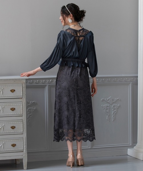 DRESS PLUS(ドレスプラス)の「パーティードレス ボレロ アンサンブル ワンピース 結婚式(アンサンブル・レディース・グレイッシュベージュ/チャコールアッシュ/ブラウン/クリアグリーン・XL/L/S/M)」の10枚目の写真