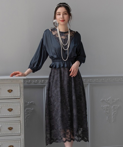 DRESS PLUS(ドレスプラス)の「パーティードレス ボレロ アンサンブル ワンピース 結婚式(アンサンブル・レディース・グレイッシュベージュ/チャコールアッシュ/ブラウン/クリアグリーン・XL/L/S/M)」の15枚目の写真