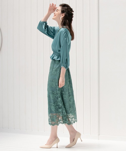 DRESS PLUS(ドレスプラス)の「パーティードレス ボレロ アンサンブル ワンピース 結婚式(アンサンブル・レディース・グレイッシュベージュ/チャコールアッシュ/ブラウン/クリアグリーン・XL/L/S/M)」の11枚目の写真