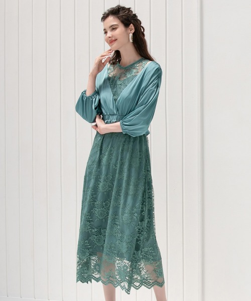 DRESS PLUS(ドレスプラス)の「パーティードレス ボレロ アンサンブル ワンピース 結婚式(アンサンブル・レディース・グレイッシュベージュ/チャコールアッシュ/ブラウン/クリアグリーン・XL/L/S/M)」の6枚目の写真