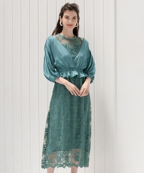DRESS PLUS(ドレスプラス)の「パーティードレス ボレロ アンサンブル ワンピース 結婚式(アンサンブル・レディース・グレイッシュベージュ/チャコールアッシュ/ブラウン/クリアグリーン・XL/L/S/M)」の19枚目の写真