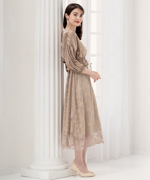 DRESS PLUS(ドレスプラス)の「パーティードレス ボレロ アンサンブル ワンピース 結婚式(アンサンブル・レディース・グレイッシュベージュ/チャコールアッシュ/ブラウン/クリアグリーン・XL/L/S/M)」の17枚目の写真