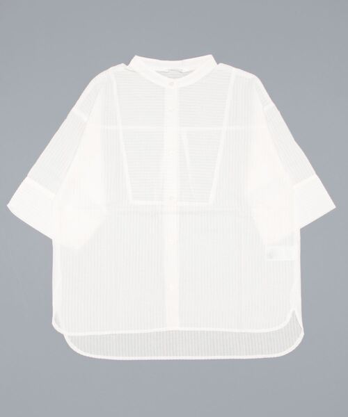 Lugnoncure（ルノンキュール）の「サッカーストライプブラウス（シャツ/ブラウス・レディース・ブラック/オフホワイト/イエロー・ﾌﾘ-）」の2枚目の写真