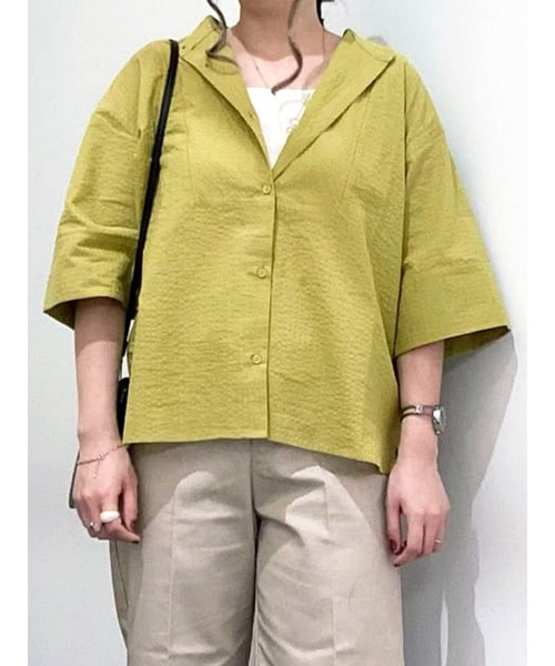 Lugnoncure（ルノンキュール）の「サッカーストライプブラウス（シャツ/ブラウス・レディース・ブラック/オフホワイト/イエロー・ﾌﾘ-）」の3枚目の写真