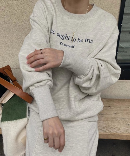WILLFULLY（ウィルフリー）の「"one ought" logo print over sweat（Tシャツ/カットソー・レディース・ブラック/ヘザーグレー/オートミール・FREE）」の11枚目の写真