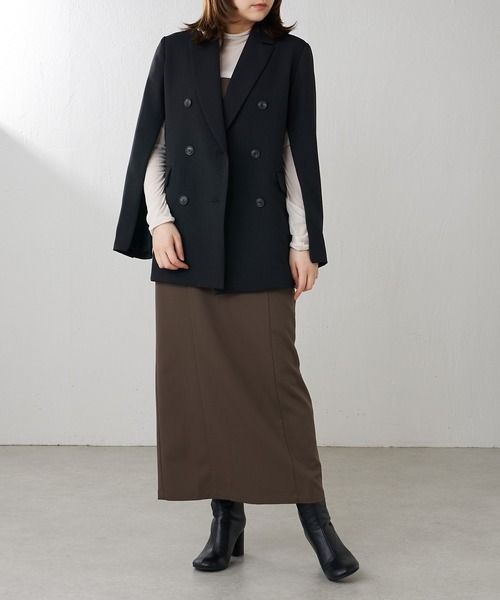 Lui's（ルイス）の「2WAYスリーブツイルオーバーダブルジャケット(セットアップ対応)（テーラードジャケット・レディース・ブラック/カーキ・FREE）」の4枚目の写真