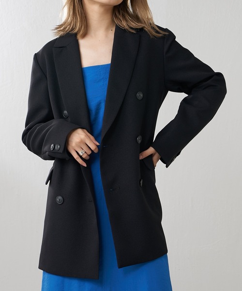 Lui's（ルイス）の「2WAYスリーブツイルオーバーダブルジャケット(セットアップ対応)（テーラードジャケット・レディース・ブラック/カーキ・FREE）」の22枚目の写真