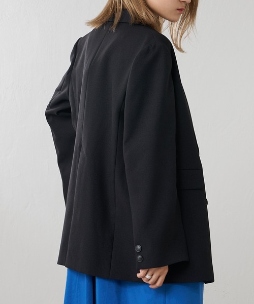 Lui's（ルイス）の「2WAYスリーブツイルオーバーダブルジャケット(セットアップ対応)（テーラードジャケット・レディース・ブラック/カーキ・FREE）」の10枚目の写真