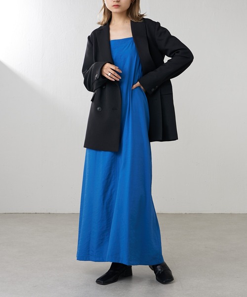 Lui's（ルイス）の「2WAYスリーブツイルオーバーダブルジャケット(セットアップ対応)（テーラードジャケット・レディース・ブラック/カーキ・FREE）」の3枚目の写真