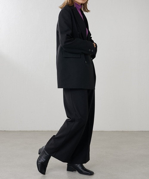 Lui's（ルイス）の「2WAYスリーブツイルオーバーダブルジャケット(セットアップ対応)（テーラードジャケット・レディース・ブラック/カーキ・FREE）」の7枚目の写真