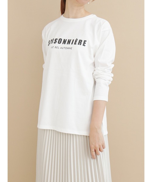 Te chichi（テチチ）の「ボーダーアソートフレンチロゴロンT（Tシャツ/カットソー・レディース・チャコール/オフホワイト/ブラック・ﾌﾘ-）」の2枚目の写真