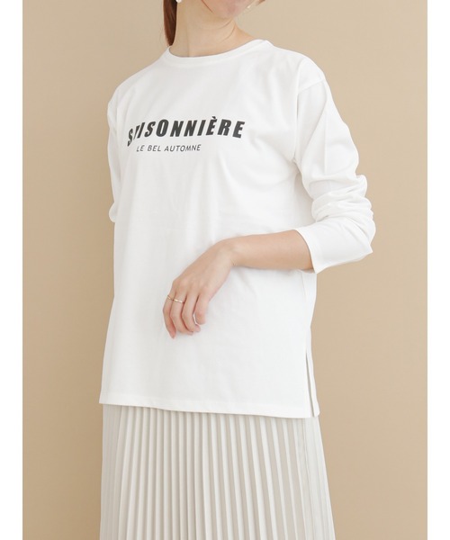 Te chichi（テチチ）の「ボーダーアソートフレンチロゴロンT（Tシャツ/カットソー・レディース・チャコール/オフホワイト/ブラック・ﾌﾘ-）」の6枚目の写真