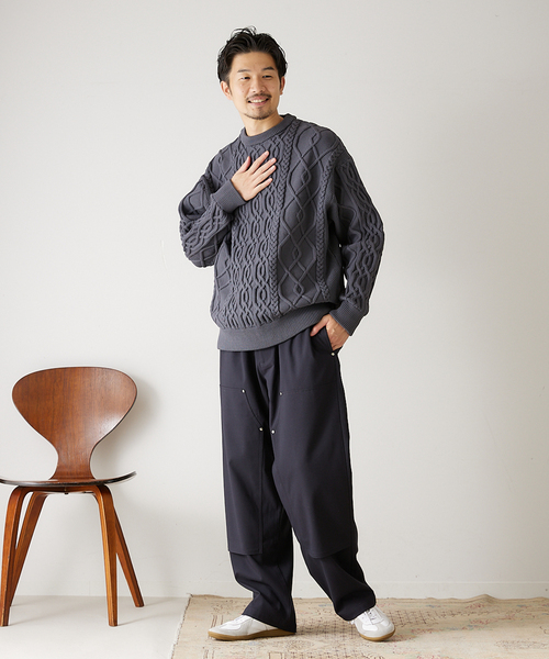 417 EDIFICE（フォーワンセブンエディフィス）の「【HEAR MY NAME / ヒアマイネーム】別注 ダブルニーパンツ（その他パンツ・メンズ・チャコールグレー/ベージュ/ネイビー・MEDIUM/LARGE）」の19枚目の写真