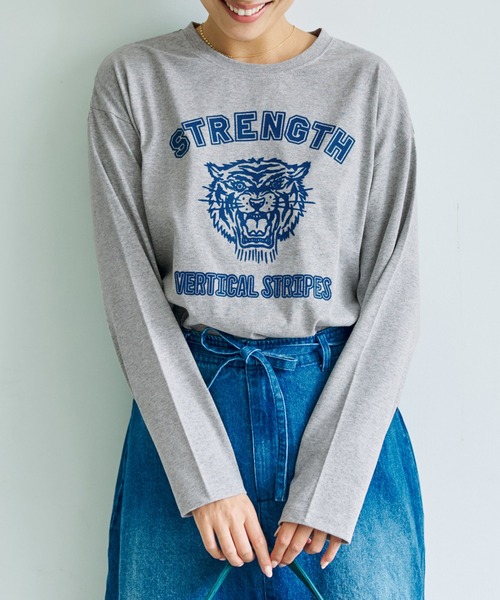 coca(coca)(コカ)の「アソートフロッキープリントロンTee(Tシャツ/カットソー・レディース・グレー/ネイビー/グリーン/ホワイト・L/M)」の3枚目の写真