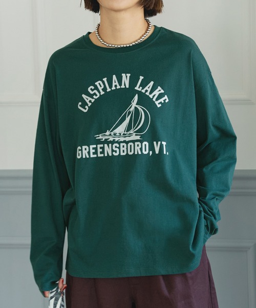 coca(coca)(コカ)の「アソートフロッキープリントロンTee(Tシャツ/カットソー・レディース・グレー/ネイビー/グリーン/ホワイト・L/M)」の4枚目の写真