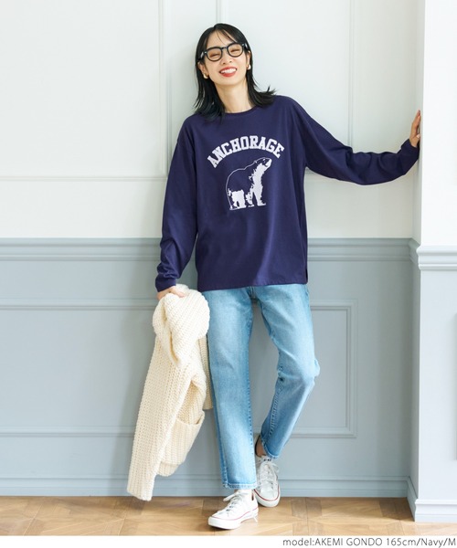 coca(coca)(コカ)の「アソートフロッキープリントロンTee(Tシャツ/カットソー・レディース・グレー/ネイビー/グリーン/ホワイト・L/M)」の14枚目の写真