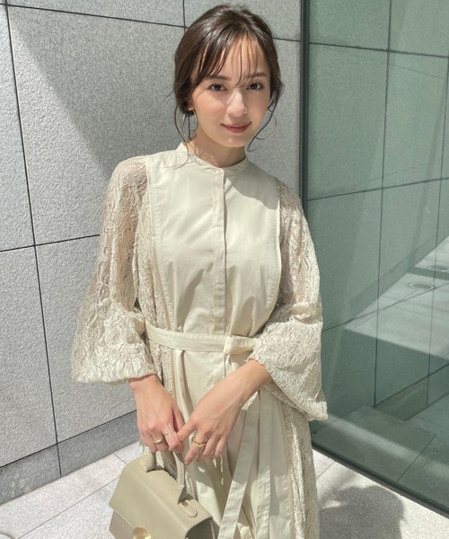 anuans（アニュアンス）の「コードレースパイピングシャツワンピース（シャツワンピース・レディース・ブラウン/ベージュ系その他2・FREE）」の6枚目の写真