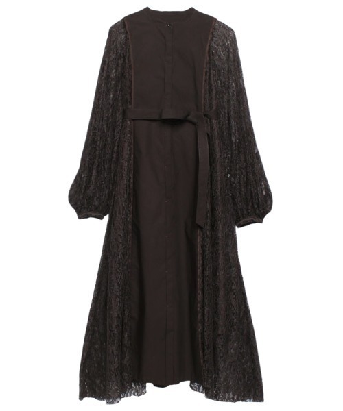 anuans（アニュアンス）の「コードレースパイピングシャツワンピース（シャツワンピース・レディース・ブラウン/ベージュ系その他2・FREE）」の4枚目の写真