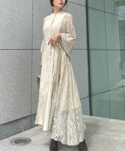 anuans（アニュアンス）の「コードレースパイピングシャツワンピース（シャツワンピース・レディース・ブラウン/ベージュ系その他2・FREE）」の10枚目の写真