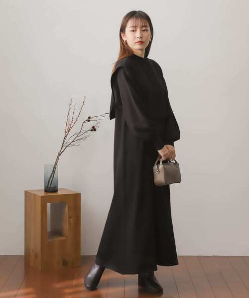 SENSE OF PLACE by URBAN RESEARCH（センスオブプレイスバイアーバンリサーチ）の「ストレッチレイヤードマーメイドワンピース（ワンピース・レディース・モカ/オレンジ/アイボリー/ブラック・ONE/S）」の6枚目の写真