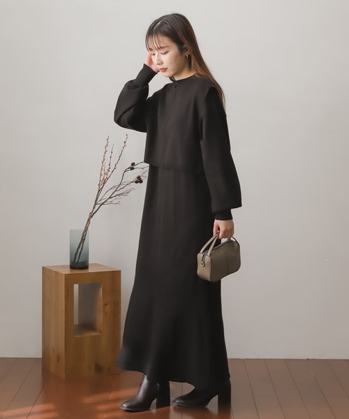 SENSE OF PLACE by URBAN RESEARCH（センスオブプレイスバイアーバンリサーチ）の「ストレッチレイヤードマーメイドワンピース（ワンピース・レディース・モカ/オレンジ/アイボリー/ブラック・ONE/S）」の7枚目の写真