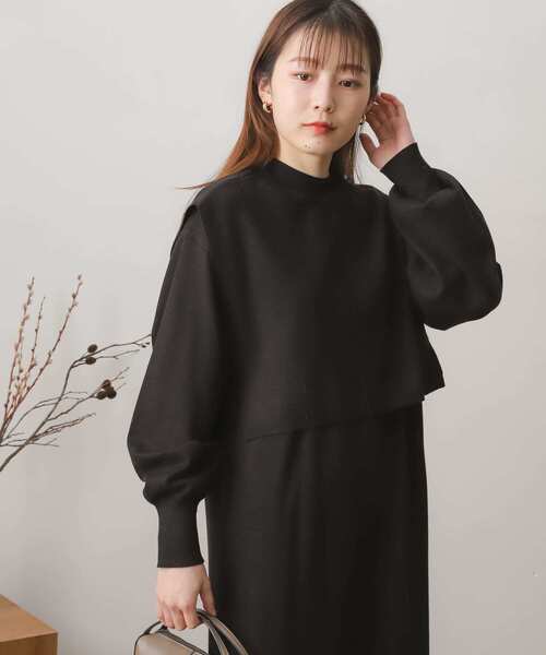 SENSE OF PLACE by URBAN RESEARCH（センスオブプレイスバイアーバンリサーチ）の「ストレッチレイヤードマーメイドワンピース（ワンピース・レディース・モカ/オレンジ/アイボリー/ブラック・ONE/S）」の8枚目の写真