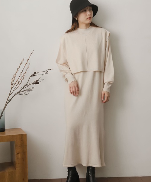 SENSE OF PLACE by URBAN RESEARCH（センスオブプレイスバイアーバンリサーチ）の「ストレッチレイヤードマーメイドワンピース（ワンピース・レディース・モカ/オレンジ/アイボリー/ブラック・ONE/S）」の11枚目の写真