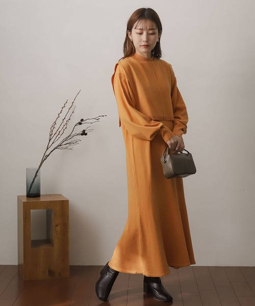 SENSE OF PLACE by URBAN RESEARCH（センスオブプレイスバイアーバンリサーチ）の「ストレッチレイヤードマーメイドワンピース（ワンピース・レディース・モカ/オレンジ/アイボリー/ブラック・ONE/S）」の20枚目の写真