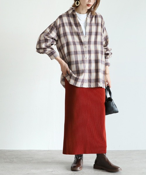 reca（レカ）の「先染めチェックシャツ（シャツ/ブラウス・レディース・ベージュ/ブラック・M）」の10枚目の写真