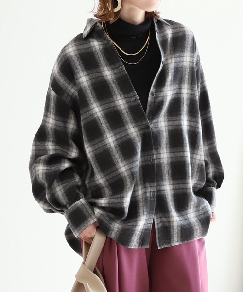 reca（レカ）の「先染めチェックシャツ（シャツ/ブラウス・レディース・ベージュ/ブラック・M）」の5枚目の写真