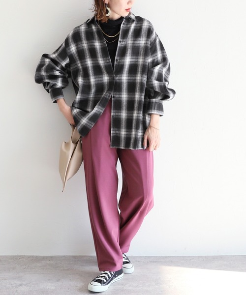 reca（レカ）の「先染めチェックシャツ（シャツ/ブラウス・レディース・ベージュ/ブラック・M）」の7枚目の写真