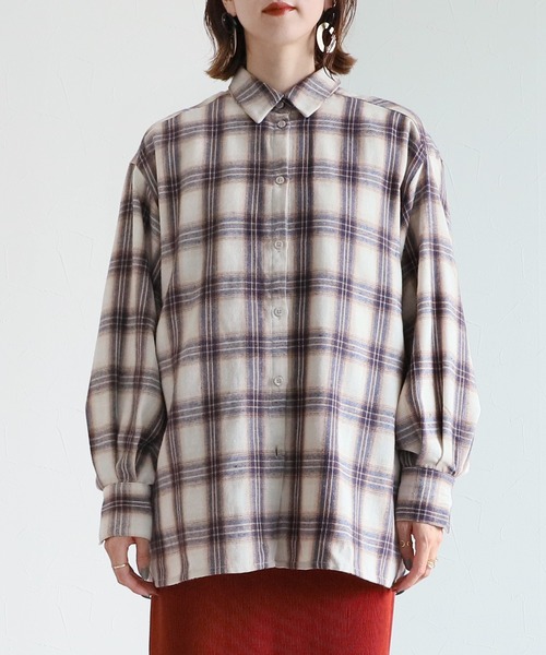 reca（レカ）の「先染めチェックシャツ（シャツ/ブラウス・レディース・ベージュ/ブラック・M）」の13枚目の写真