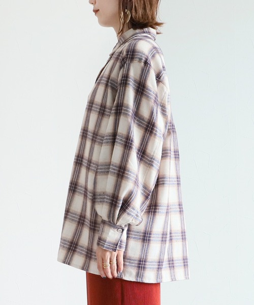 reca（レカ）の「先染めチェックシャツ（シャツ/ブラウス・レディース・ベージュ/ブラック・M）」の14枚目の写真