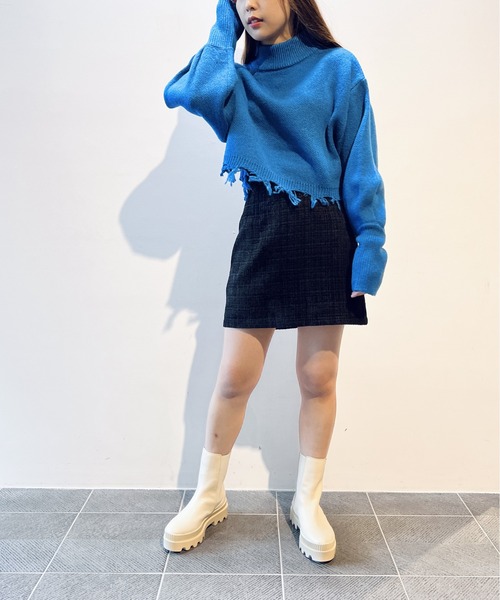 one way（ワンウェイ）の「台形ツイードミニスカート（スカート・レディース・ホワイト系その他/ベージュ系その他/ブラック/ブラック系その他/グレー/ブラウン・FREE）」の21枚目の写真