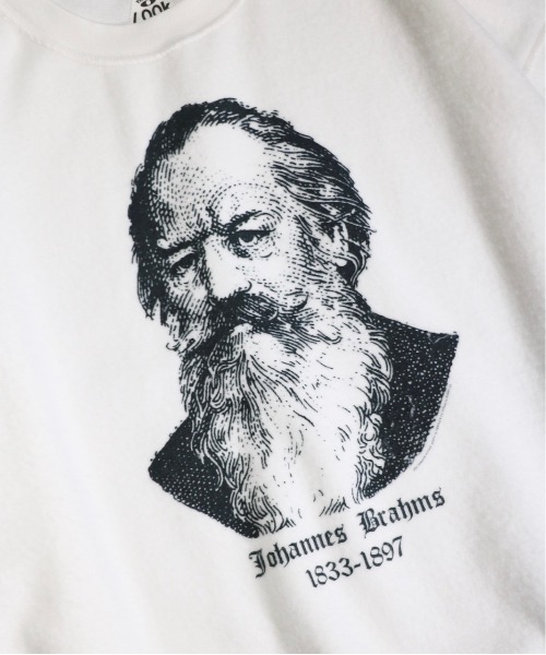 C.E.L.STORE(セルストア)の「THRIFTY LOOK/スリフティールック OTHER SIDE PRINTED CREW "BRAHMS" アザーサイドプリントクルー"ブラームス"ユニセックス(スウェット・メンズ・ホワイト/ブラウン/レッド・X-LARGE/XX-LARGE/MEDIUM/LARGE)」の7枚目の写真