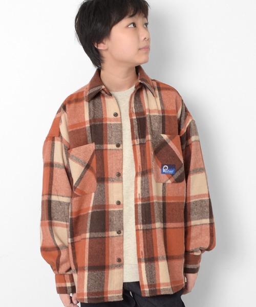 PEN FIELD（ペンフィールド）の「【Penfield】ネルチェックシャツ（シャツ/ブラウス・キッズ・オレンジ/ブルー/グリーン・140cm/150cm/160cm/170cm）」の3枚目の写真