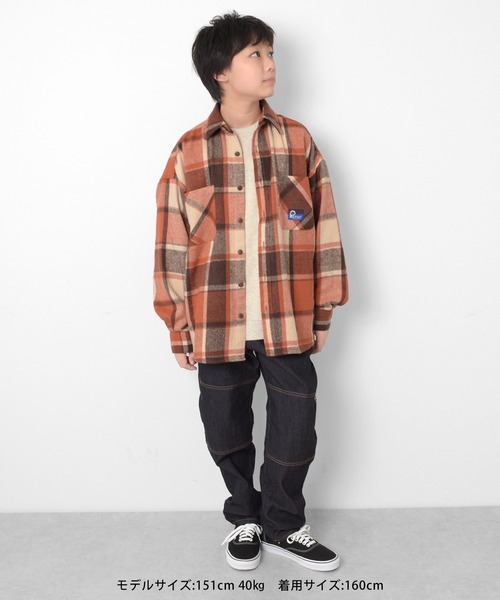PEN FIELD（ペンフィールド）の「【Penfield】ネルチェックシャツ（シャツ/ブラウス・キッズ・オレンジ/ブルー/グリーン・140cm/150cm/160cm/170cm）」の6枚目の写真
