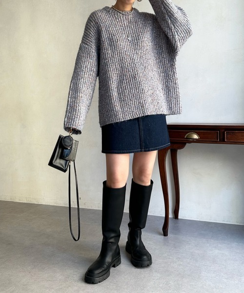 DouDou(ドゥドゥ)の「ファンシーヤーンニット(ニット/セーター・レディース・ブルー/グリーン・FREE)」の12枚目の写真