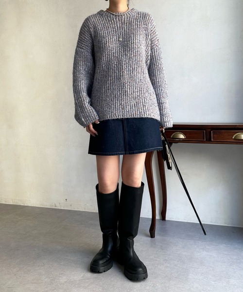 DouDou(ドゥドゥ)の「ファンシーヤーンニット(ニット/セーター・レディース・ブルー/グリーン・FREE)」の13枚目の写真