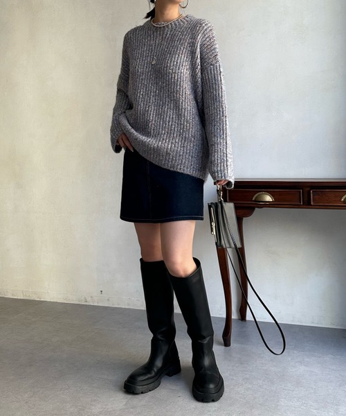 DouDou(ドゥドゥ)の「ファンシーヤーンニット(ニット/セーター・レディース・ブルー/グリーン・FREE)」の15枚目の写真