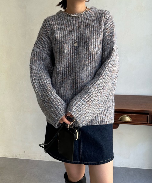DouDou(ドゥドゥ)の「ファンシーヤーンニット(ニット/セーター・レディース・ブルー/グリーン・FREE)」の18枚目の写真