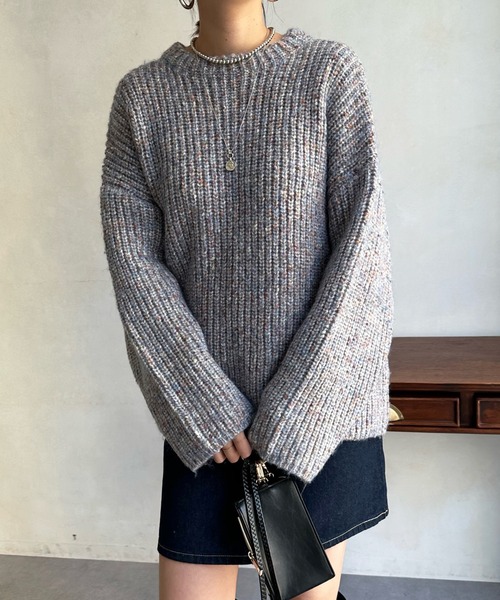 DouDou(ドゥドゥ)の「ファンシーヤーンニット(ニット/セーター・レディース・ブルー/グリーン・FREE)」の19枚目の写真