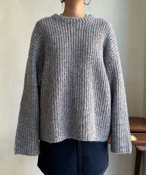 DouDou(ドゥドゥ)の「ファンシーヤーンニット(ニット/セーター・レディース・ブルー/グリーン・FREE)」の21枚目の写真