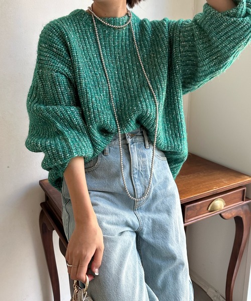 DouDou(ドゥドゥ)の「ファンシーヤーンニット(ニット/セーター・レディース・ブルー/グリーン・FREE)」の10枚目の写真